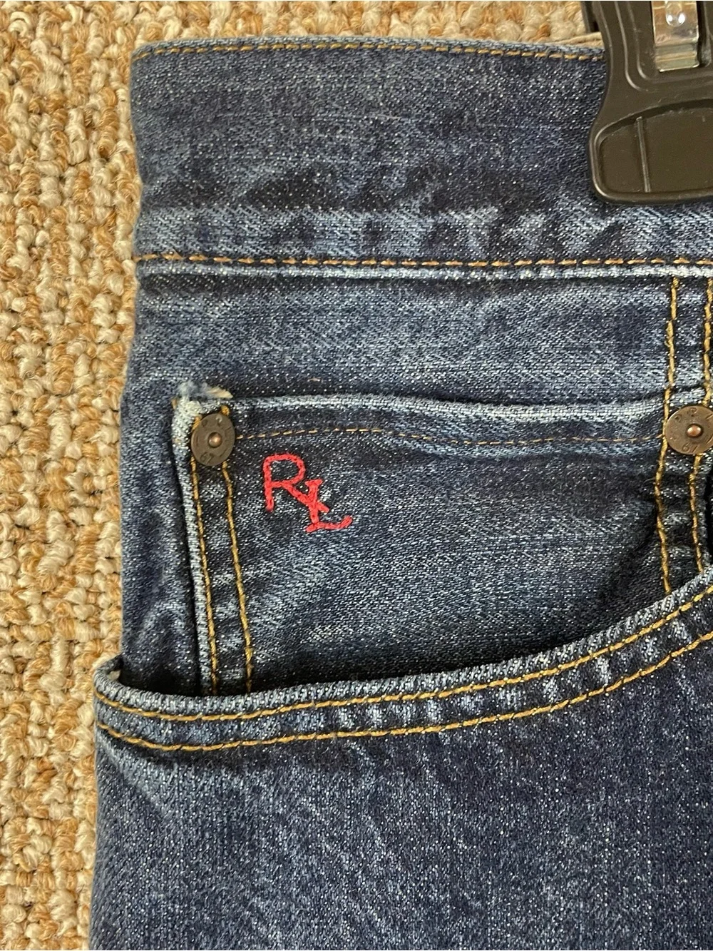 Polo Ralph Lauren Selvedge Jeans Mens 38 x 32 Slim Straight Dark Wash Denim 135